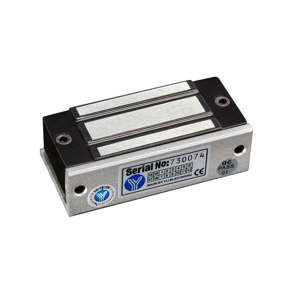 YLI YM60 - Cerradura Magnética para Control de Acceso / Fuerza de Sujeción 60 Kg o 120 Lb / 12 VDC / Para puertas de madera, vidrio y metálicas / Uso interior / Compatible con Soporte MBK70Z