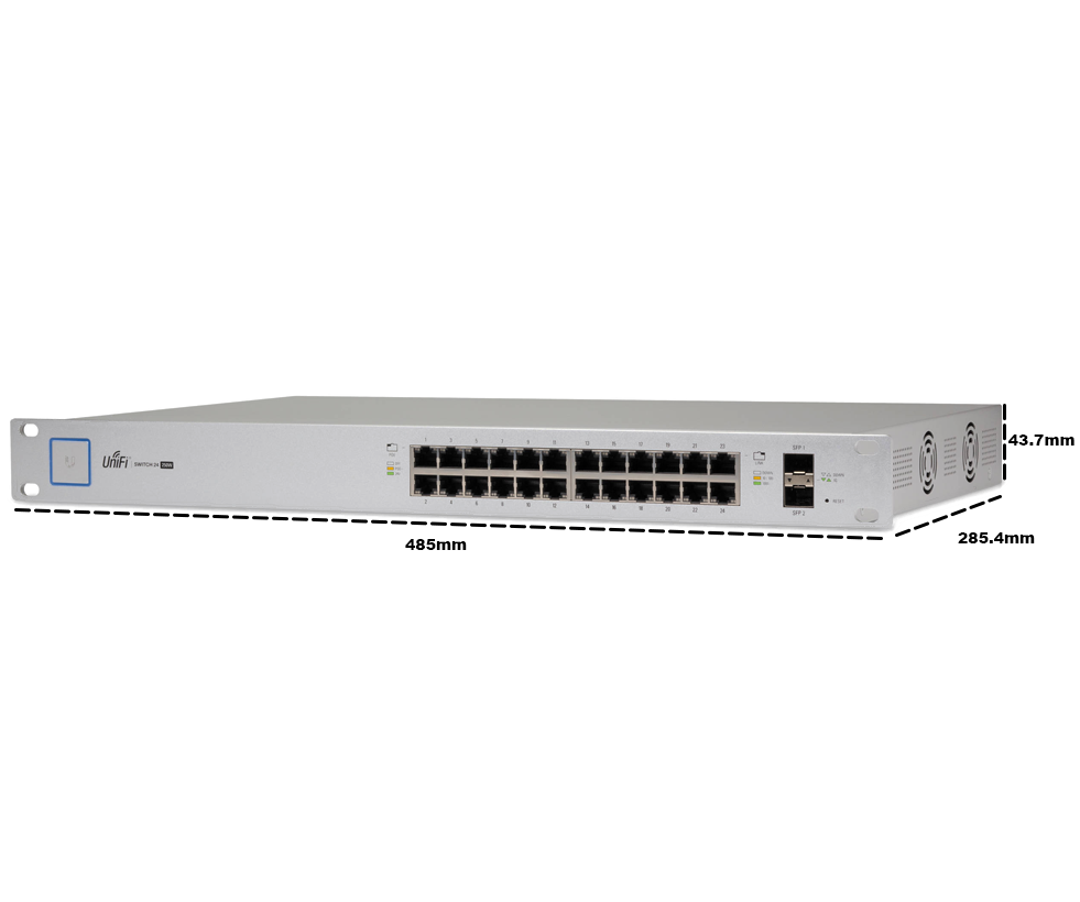 UBIQUITI US24250W - Switch UniFi Gigabit PoE / 24 Puertos Gigabit Ethernet / 2 Puertos SFP / PoE 250 Watts / Switching 52 Gbps /