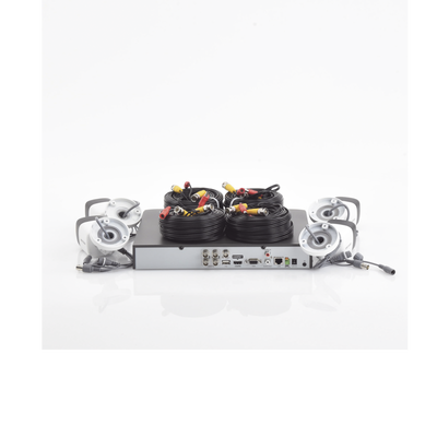 (MICRÓFONO INTEGRADO) KIT TURBOHD 5 Megapixel / DVR 4 Canales / 4 Cámaras Bala con Micrófono Integrado (exterior 2.8 mm) / Fuente de Poder / Accesorios de Instalación
