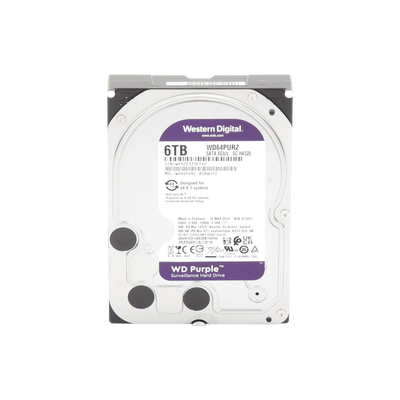  WESTERN DIGITAL WD64PURZ - Disco Duro de 6 TB Purple/ Especial para Videovigilancia/ Trabajo 24/7/ Interface: Sata 6 Gb/s/ Cache 256 MB/ Hasta 64 Cámaras/ Hasta 16 Bahías de Discos Duros/ 3 Años de Garantía/
