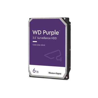  WESTERN DIGITAL WD64PURZ - Disco Duro de 6 TB Purple/ Especial para Videovigilancia/ Trabajo 24/7/ Interface: Sata 6 Gb/s/ Cache 256 MB/ Hasta 64 Cámaras/ Hasta 16 Bahías de Discos Duros/ 3 Años de Garantía/