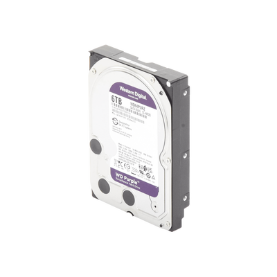  WESTERN DIGITAL WD64PURZ - Disco Duro de 6 TB Purple/ Especial para Videovigilancia/ Trabajo 24/7/ Interface: Sata 6 Gb/s/ Cache 256 MB/ Hasta 64 Cámaras/ Hasta 16 Bahías de Discos Duros/ 3 Años de Garantía/