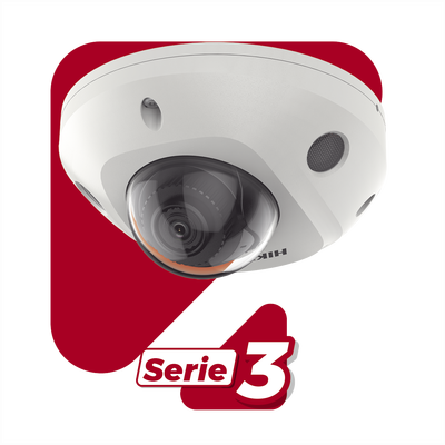 Mini Domo IP 6 Megapixel / Lente 2.8 mm / 30 mts IR EXIR / Micrófono Integrado / Exterior IP67 / IK08 / PoE / Entrada y Salida de Audio y Alarmas / AcuSense / Onvif / MicroSD
