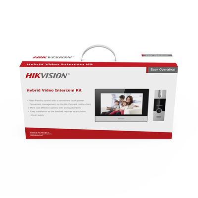 Kit de Videoportero Analógico / IP a 4 Hilos con Función de Llamada a App Hik-Connect / Monitor se Conecta a Internet por Cable o WiFi y por 4 Hilos al Frente de Calle / Expandible a Mas Equipos 