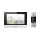 Kit de Videoportero Analógico / IP a 4 Hilos con Función de Llamada a App Hik-Connect / Monitor se Conecta a Internet por Cable o WiFi y por 4 Hilos al Frente de Calle / Expandible a Mas Equipos 