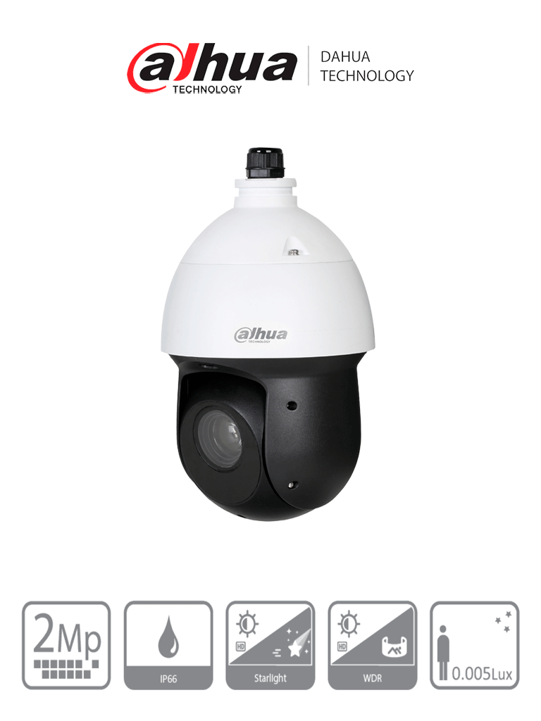DAHUA SD49218DB-HC - Camara PTZ Domo de 2 Megapixeles/ 18X de Zoom Optico/ IP66/ Starlight/ WDR Real 120dB/ IR de 100m/ HLC/ 3DNR/ 12V 3A/ #LoNuevo