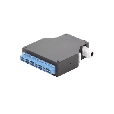 Distribuidor de Fibra Óptica Para Riel Din, 12 acopladores LC/UPC Duplex Monomodo con Charola de Empalme