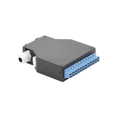 Distribuidor de Fibra Óptica Para Riel Din, 12 acopladores LC/UPC Duplex Monomodo con Charola de Empalme