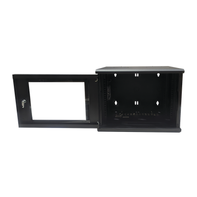 Gabinete de Montaje en Pared, Con Puerta de Cristal, de 19in, 6UR, Color Negro