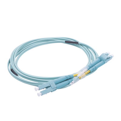 Jumper de Fibra Óptica Multimodo OM4 50/125 LC-LC OFNR (Riser), 2.0 mm, Dúplex, Aqua, 2 metros
