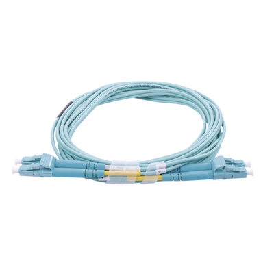 Jumper de Fibra Óptica Multimodo OM4 50/125 LC-LC OFNR (Riser), 2.0 mm, Dúplex, Aqua, 3 metros