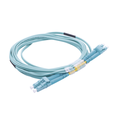 Jumper de Fibra Óptica Multimodo OM4 50/125 LC-LC OFNR (Riser), 2.0 mm, Dúplex, Aqua, 3 metros