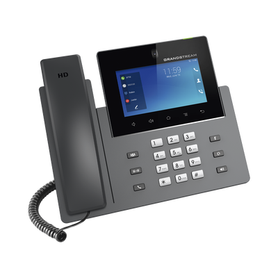 Teléfono IP Android 11, 16 líneas SIP con 12 cuentas, pantalla táctil  5", puertos Gigabit, Wi-Fi, Bluetooth, PoE, codec Opus, IPV4/IPV6 con gestión en la nube GDMS