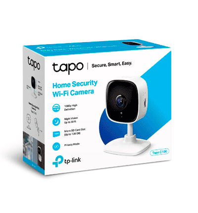 TP-LINK TAPO C100 - Cámara IP Inalambrica para Interior, 2 Megapixeles, Visión Nocturna 9 mts, Detección de movimiento,Microfono y Bocina integrados, Lente fijo 3.3mm, Notificaciones Push, Ranura para tarjetas Micro SD, WiFi 2.4GHz