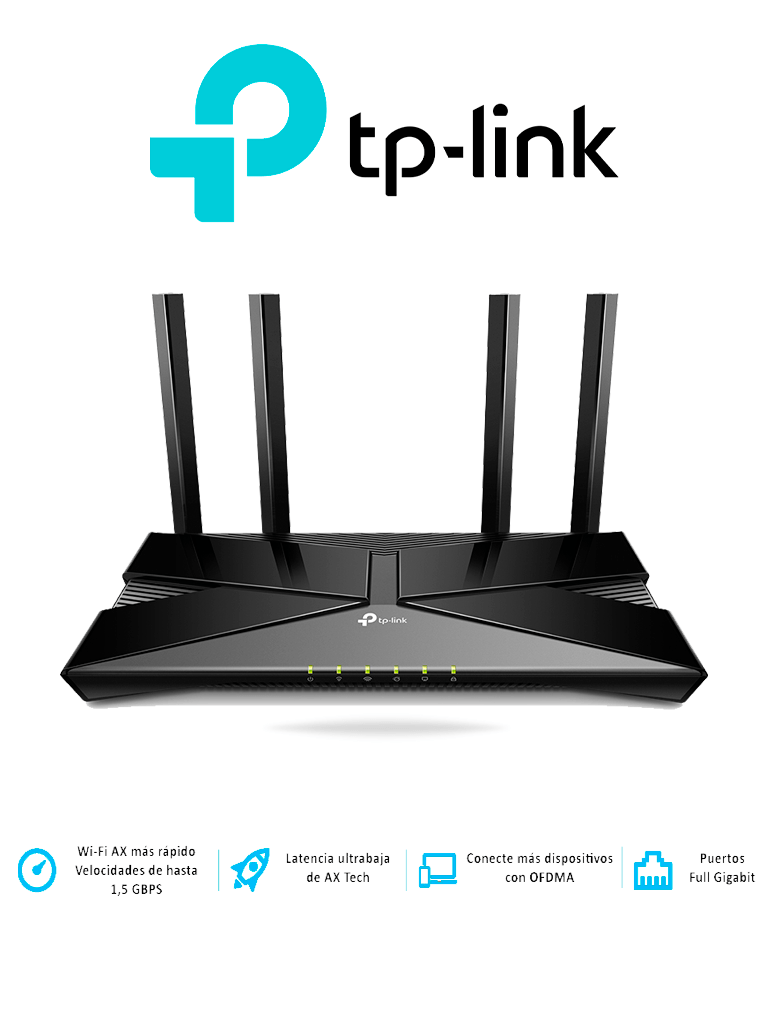 TP-LINK Archer AX10 - Ruteador WiFi 6 AX 1500Mbps/ 1 Puerto WAN RJ45 Gigabit Ethernet/ 4 Puertos LAN RJ45 Gigabit Ethernet/ MU-MIMO 2X2 y OFDMA/ 4 Antenas Beamforming