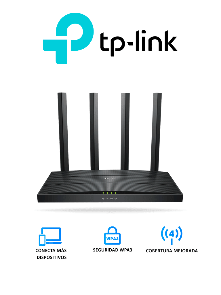 TP-LINK Archer AX12 - Ruteador WiFi 6 AX 1500Mbps/ 1 Puerto WAN RJ45 Gigabit Ethernet/ 3 Puertos LAN RJ45 Gigabit Ethernet/ MU-MIMO y OFDMA/ 4 Antenas Beamforming
