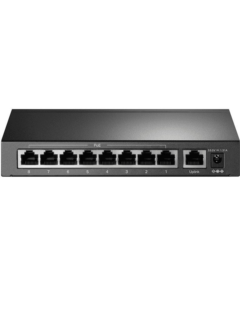 TP-LINK TL-SF1009P - Switch PoE No Administrable/ 9 Puertos Fast Ethernet/ 8 Puertos PoE AF & AT/ Presupuesto PoE de hasta 65W/ Modo Extendido hasta 250m de Conexión