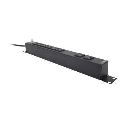 Tomacorriente Horizontal (PDU) de 8 Contactos (NEMA 5-15R) Rack 19" 1UR. Voltaje Entrada/Salida: 120Vca/15A