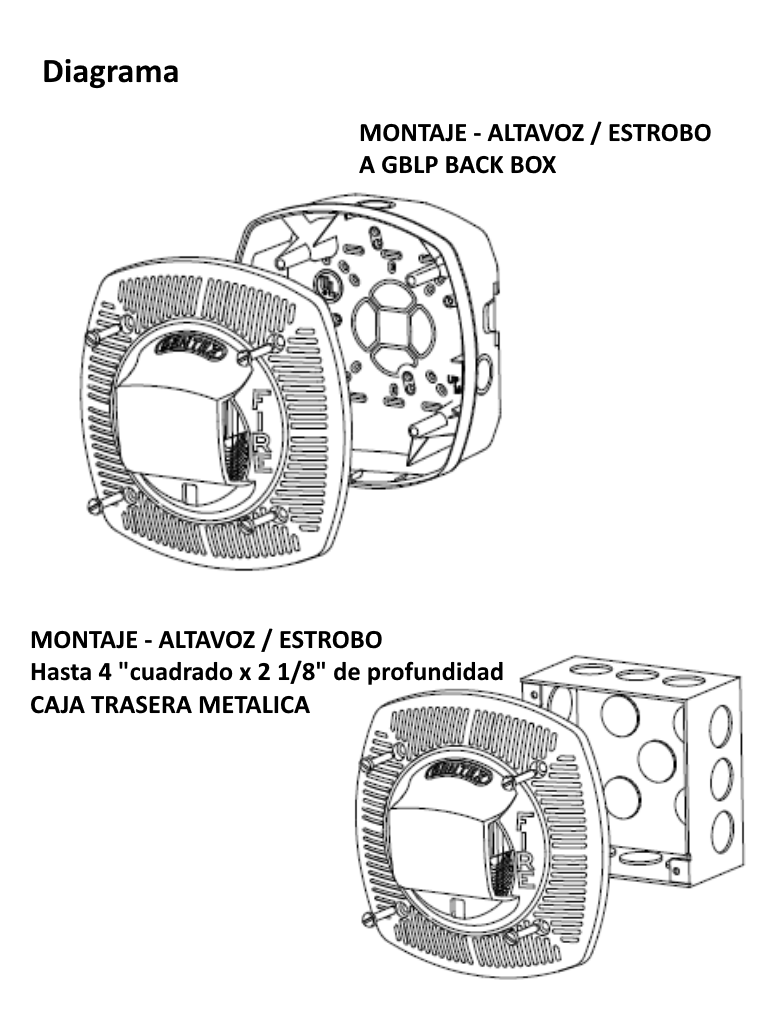 BOSCH F_ GSSPK24WLPR - Altavoz ESTROBO de montaje en pared color rojo certificacion UL