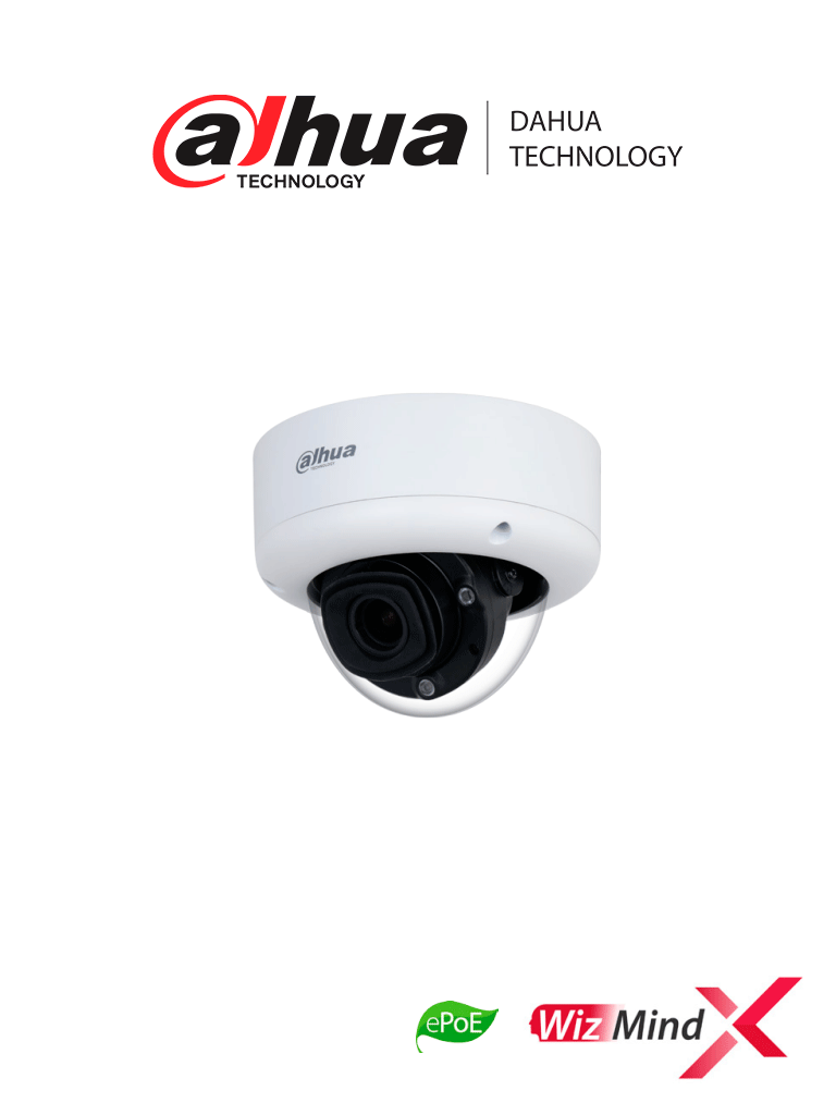 DAHUA DH-IPC-HDBW7842E1-Z-X - Camara IP Domo de 8 MP/ WizMind/ Lente Motorizado/ IR de 40 Metros/ Reconocimiento Facial/ Conteo de personas/ Audio bidireccional/ Deep Learning/ E&S de Alarma y Audio/ ePoE/ IK10/ #LoNuevo
