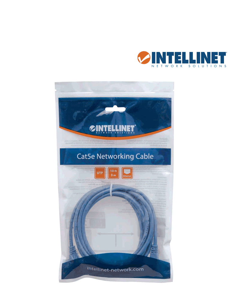 INTELLINET 319775 - Cable patch / 3.0 metros (10.0f) / Cat 5e / UTP Azul / patch cord