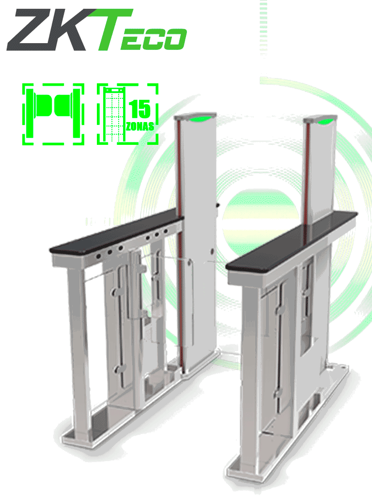 ZKTECO MST150 PRO - Barrera Peatonal Abatible con Detector de Metales Integrado/ 