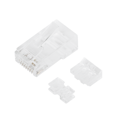 Bote con 100 Piezas de Plug Modular RJ45 Cat6A chapado de oro a 30 micras para durabilidad extrema