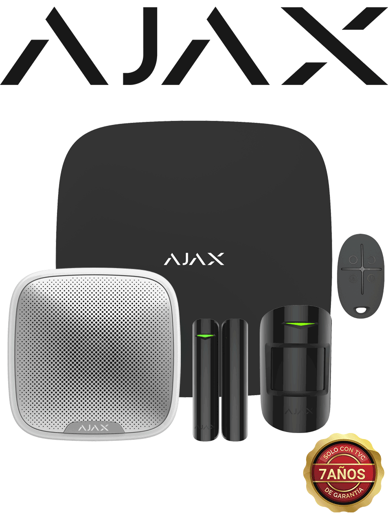 AJAX KIT RESIDENCIAL EXT B- Panel de alarma AJAX Hub2Plus conexión Ethernet / WiFi / LTE,  APP “AJAX PRO” iOS y Android , 1 sensor de movimiento, 2 detectores para puerta o ventana, 1 control remoto y una sirena EXTERIOR inalámbrica #RESIDENCIAL