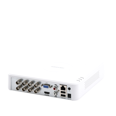 DVR 2 Megapixel (1080P) lite / 8 Canales TURBOHD / 1 Bahía de Disco Duro / H.265+ / Audio por Coaxitrion/ Detección de movimiento 2.0 / Salida de vídeo Full HD