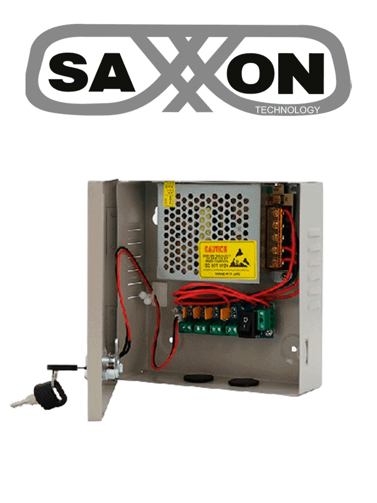 SAXXON SX5A4CH - Fuente de Poder Profesional 12 VCD / 5 Amperes / 4 Canales / 1.1 Amperes por Canal / Protección contra Sobrecargas / Led Indicador de Funcionamiento