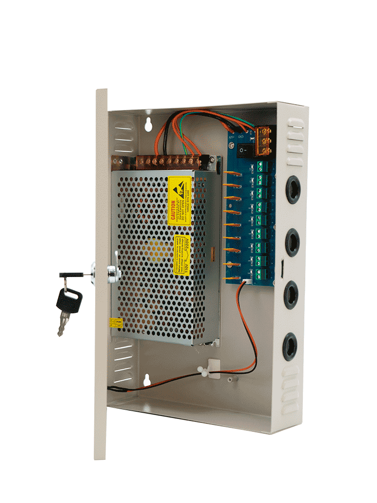 SAXXON SX20A9CH - Fuente de Poder Profesional 12 VCD / 20 Amperes / 9 Canales / 2.2 Amperes por Canal / Protección contra Sobrecargas / Led Indicador de Funcionamiento