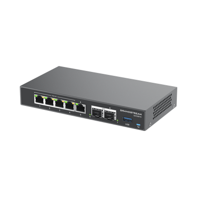 4 en 1: Firewall, Router, PBX IP, Switch Gigabit de 5 Puertos (4 PoE) y 2 Puertos SFP 2.5 Gigabit