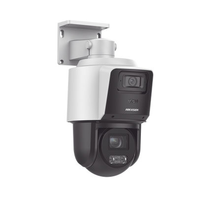 [TandemVu] PTZ IP 4 Megapixel con Cámara Panoramica 4 Megapixel / 4X Zoom / Dual Light (40 mts IR + 30 mts Luz Blanca) / ACUSENSE / IP66  / PoE+ / DARKFIGHTER / Micro SD / Incluye Base para Techo o Pared