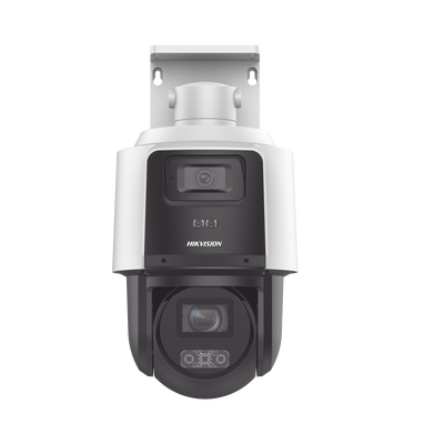 [TandemVu] PTZ IP 4 Megapixel con Cámara Panoramica 4 Megapixel / 4X Zoom / Dual Light (40 mts IR + 30 mts Luz Blanca) / ACUSENSE / IP66  / PoE+ / DARKFIGHTER / Micro SD / Incluye Base para Techo o Pared