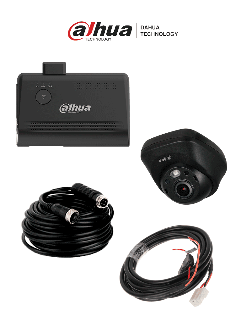 DAHUA PAQ/CDR8213-GFW+ACC - Paquete Dashcam con Camara de 2 Megapixeles/ Visión de 128.6 Grados/ Soporta 3 Camaras Adicionales/ 1 ADAS/ Microfono y Altavoz/ Conexión: 4G, GPS y Wifi/ Detección de Colisión/ Compatible con Mobile Center