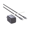 Combo Cargador Nexode Mini 30W PD GaN Tech + Cable USB-C 60W | Tecnología Inteligente | Carga Rápida | Carcasa Ignifuga | Cable de 1 Metro | Carcasa de Aluminio | Nylon Trenzado. 
