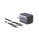 Combo Cargador Nexode Mini 30W PD GaN Tech + Cable USB-C 60W | Tecnología Inteligente | Carga Rápida | Carcasa Ignifuga | Cable de 1 Metro | Carcasa de Aluminio | Nylon Trenzado. 