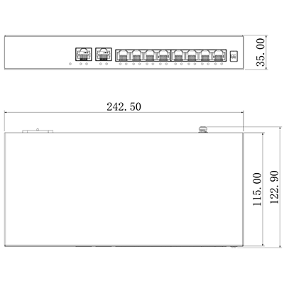 DAHUA SF1010LP - Switch PoE de 10 Puertos Fast Ethernet/ 8 Puertos PoE 10/100 / 65 Watts Totales / 2 Puertos Uplink RJ-45/ PoE watchdog/ Hasta  250 metros/ Switching 12 Gbps/ Protección Contra Descargas/ #LoNuevo