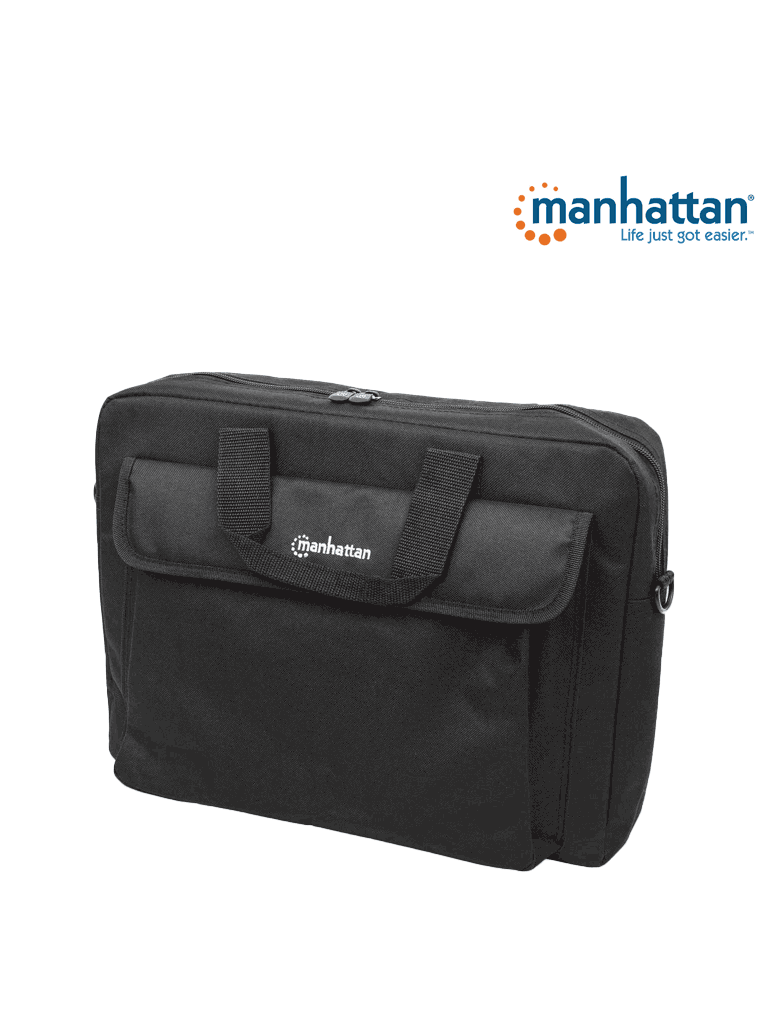 MANHATTAN 438889 Maletín para Computadora Portátil – London Acceso por la parte superior; se ajusta a la mayoría de las computadoras con pantalla amplia de hasta 15.6", Negro (Sobre Pedido)