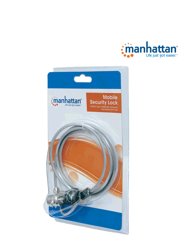 MANHATTAN 440271 Candado de Seguridad para Portátiles Cerradura de llave - 1.4M con la chaqueta de PVC transparente
