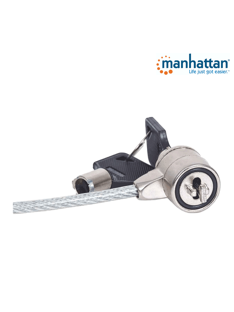 MANHATTAN 440271 Candado de Seguridad para Portátiles Cerradura de llave - 1.4M con la chaqueta de PVC transparente