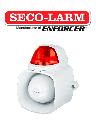 Seco-Larm SH816SSMQR- Sirena autónoma de 9~15 V CC de 115 dB con tono de trino. Altavoz de 20W con entrada de audio para emisión de mensajes, salida antisabotaje integrada, IP65. lente roja.
