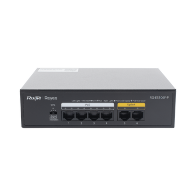 Switch de 6 Puertos 10/100 Mbps PoE, No Administrable, 54 W
