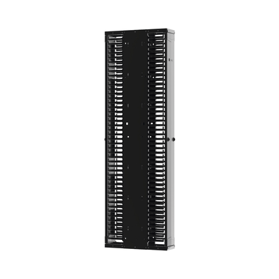 Organizador Vertical PatchRunner™ Mejorado, Doble (Frontal y Posterior), Para Rack Abierto de 45 Unidades, 12in de Ancho, Color Negro
