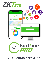 ZKTECO BIOTIMEPROAPPBASIC - Licencia Vitalicia de Aplicación Móvil para uso de ZK BIOTIMEPRO / Compatible con celulares ANDROID o  iOS / Soporta 20 cuentas