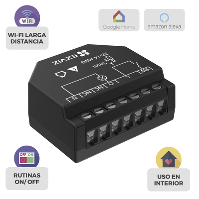 Relevador Wi-Fi  Inteligente / Ideal Para Control de Iluminación / 1 Salida de Relay / Control Remoto / Horarios Personalizados / Registro de Consumo 