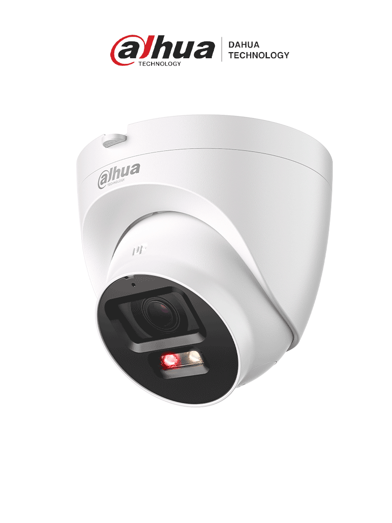 DAHUA IPC-HDW2549T-S-PV - Cámara Domo IP de 5 Megapixeles/ 30 Metros de Iluminador Dual Inteligente/ Disuasión activa/ Lente 2.8mm/ SMD Plus/ Protección perimetral, Micrófono y Bocina integrados/Audio dos Vías/  IP67/ Ranura MicroSD/ #LoNuevo