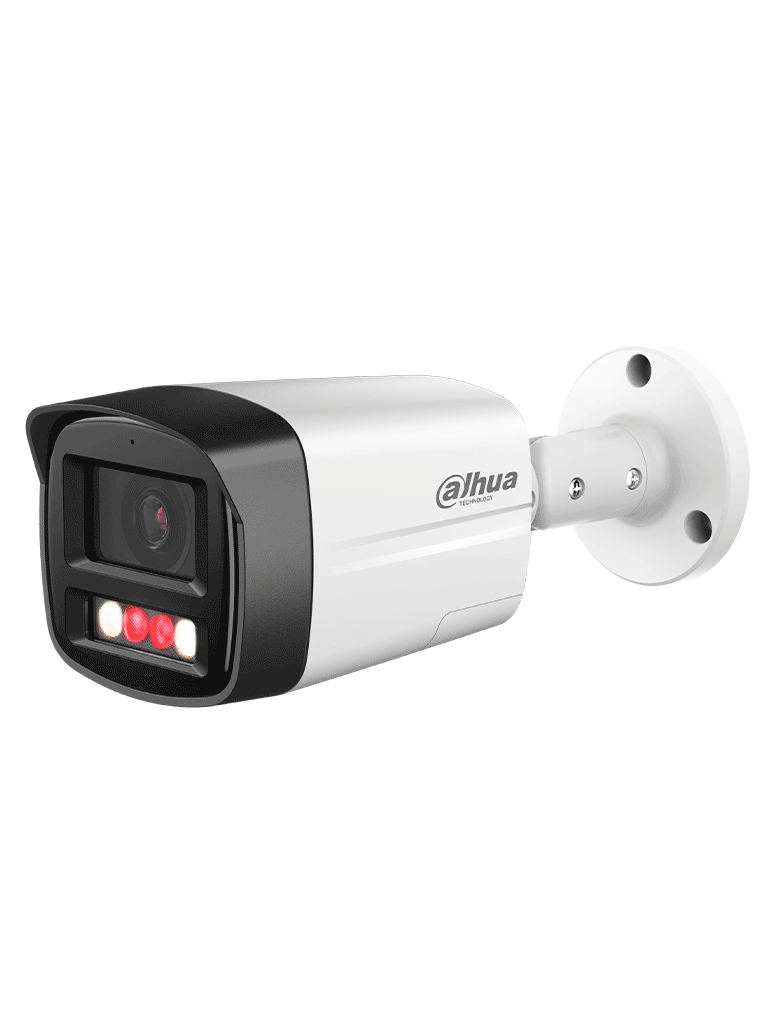DAHUA IPC-HFW2549TL-S-PV - Cámara Bullet IP de 5MP con Smart Dual Illumination y disuasión activa para máxima seguridad. Cuenta con SMD Plus, protección perimetral, micrófono y bocina integrados. Resistente al clima con certificación IP67. 