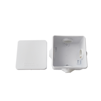  Caja de Conexiones Impermeable IP55 con 4 Entradas, 80 x 80 x 50 mm, para Instalaciones Industriales, Comerciales y Residenciales, Incluye Tornillería para su Instalación