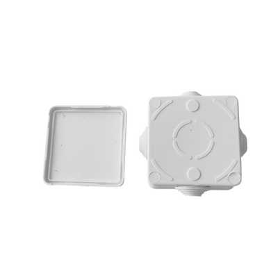  Caja de Conexiones Impermeable IP55 con 4 Entradas, 80 x 80 x 50 mm, para Instalaciones Industriales, Comerciales y Residenciales, Incluye Tornillería para su Instalación